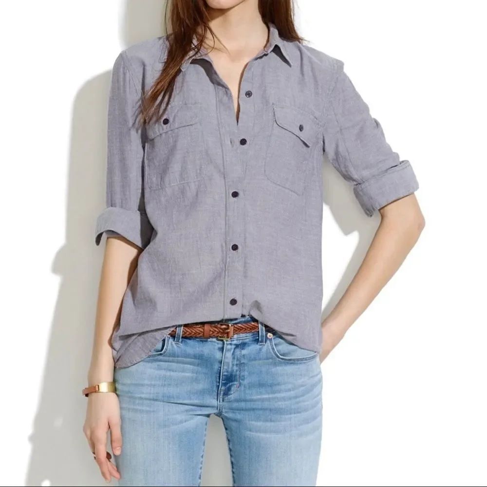 Madewell XS Purple Chambray Tomboy Workshirt